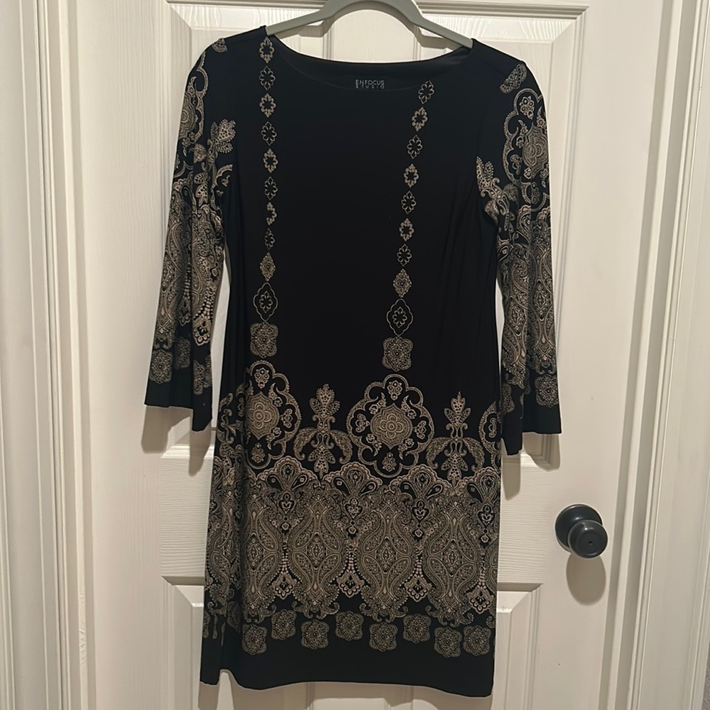 Black with tan dress.